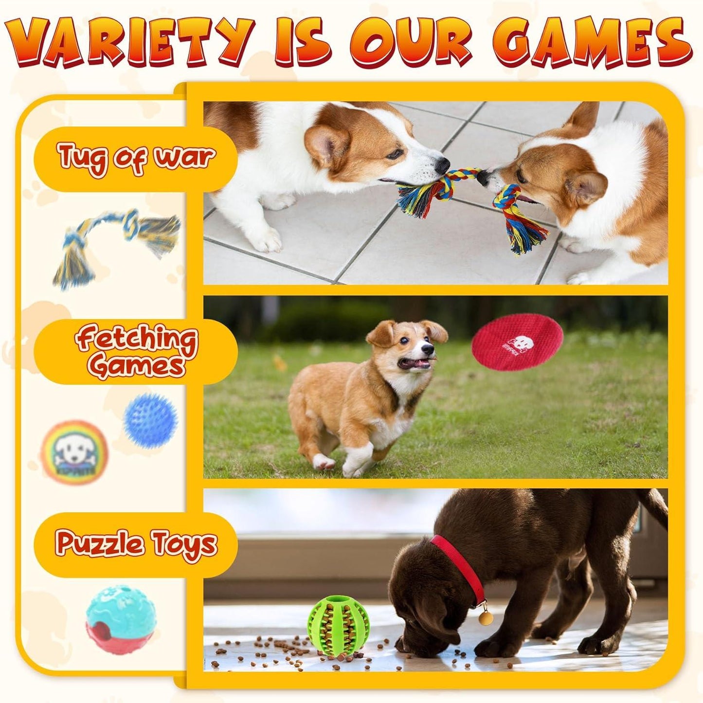 "Puppy Teething Toy Set - 39 Pieces, Includes Rope Toys, Treat Balls & Chew Toys" - Happy Tails and Purrs