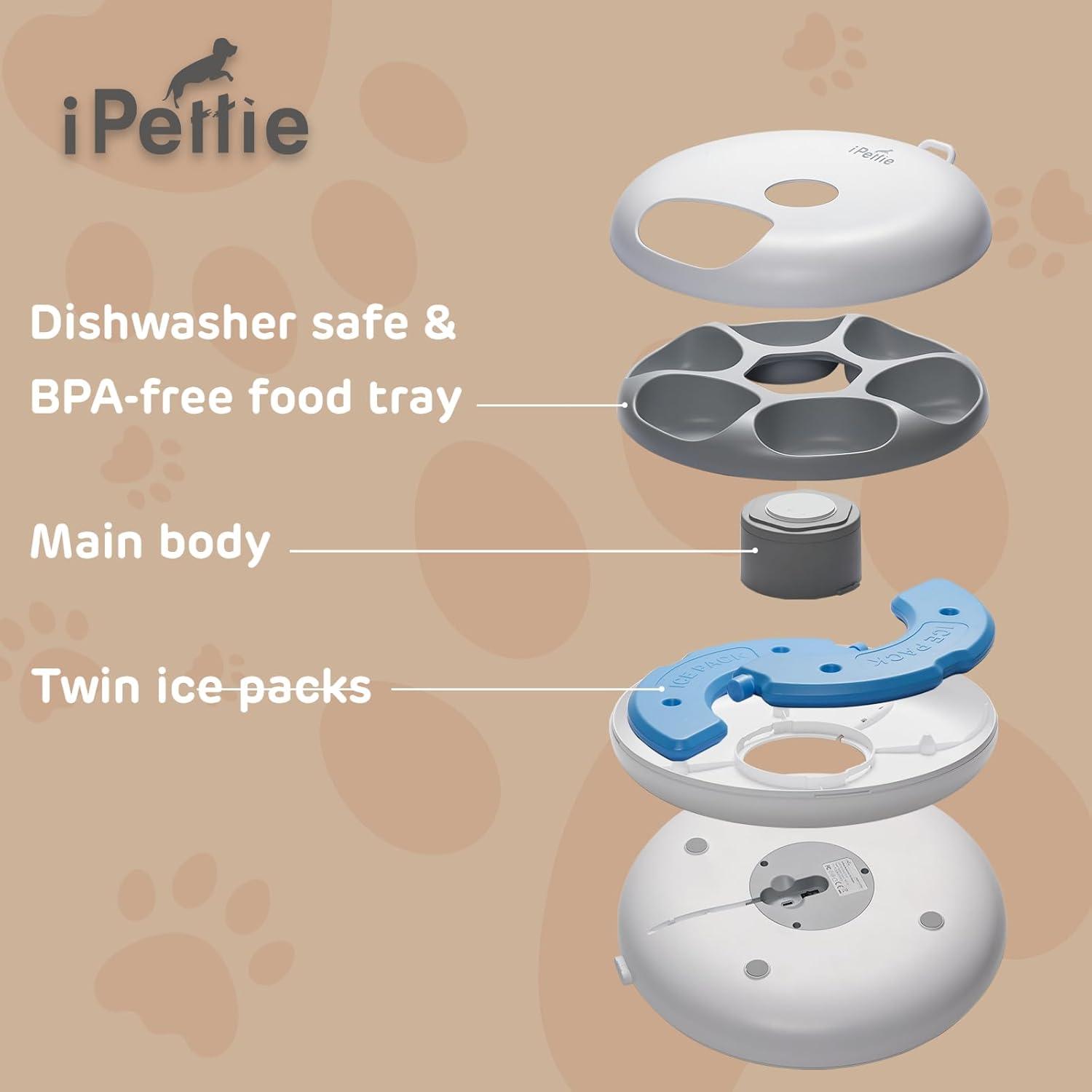 Revolutionary Donut Frost 6 Meal Automatic Pet Feeder - Cordless, Programmable, with Ice Packs & Massive Battery for Dry & Wet Food! - Happy Tails and Purrs