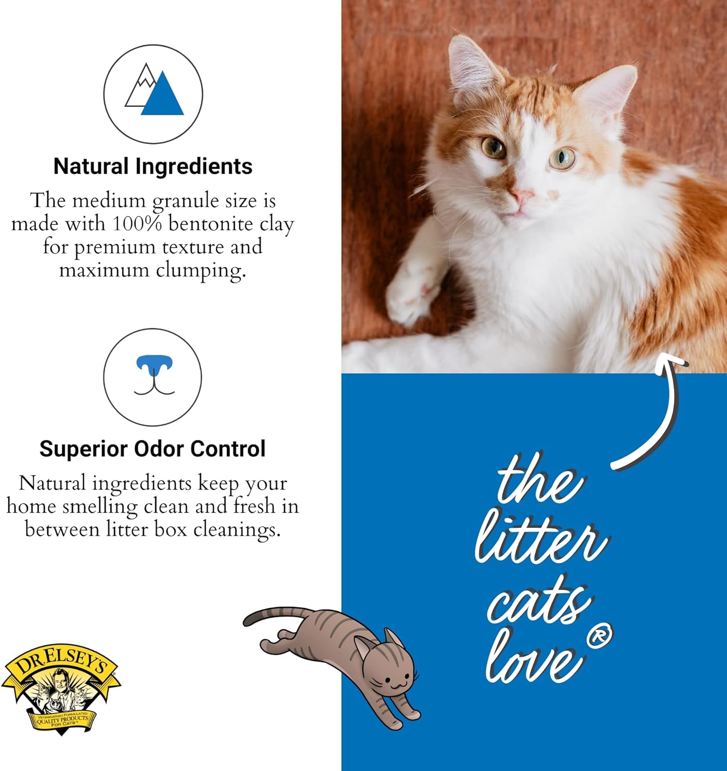 "Premium Unscented Cat Litter with Natural Ingredients - Low Dust, Superior Odor Control, Hard Clumping, Moisture Absorbing (40 lbs.)" - Happy Tails and Purrs