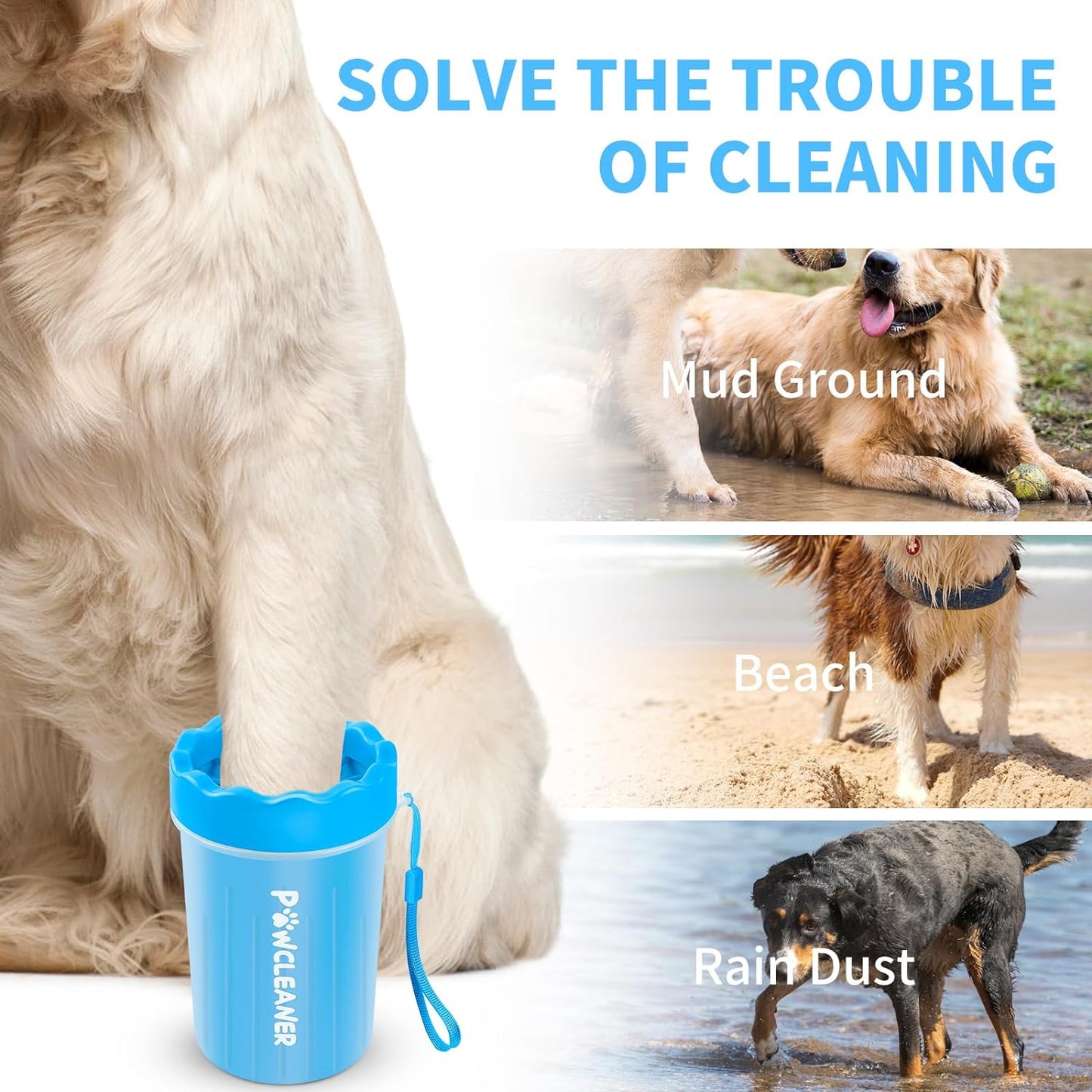 Dog Paw Cleaner and Washer for Small, Medium, and Large Dogs and Cats with 3 Absorbent Towels