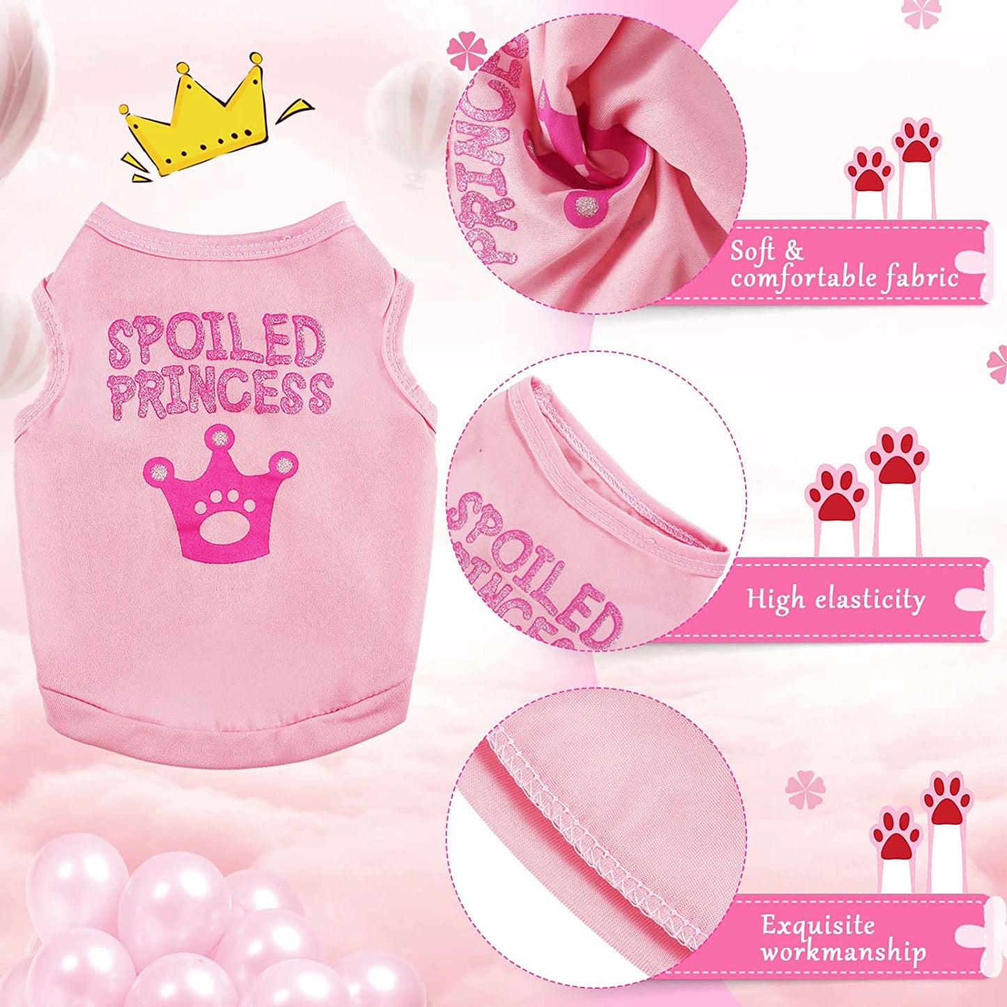 8 Pieces Pet Shirts Printed Puppy Soft Dog Shirt Pullover T Cute Sweatshirts Valentine'S Day Girl Clothes Outfits Small for Dogs Cats (Vivid Pattern,Size S)